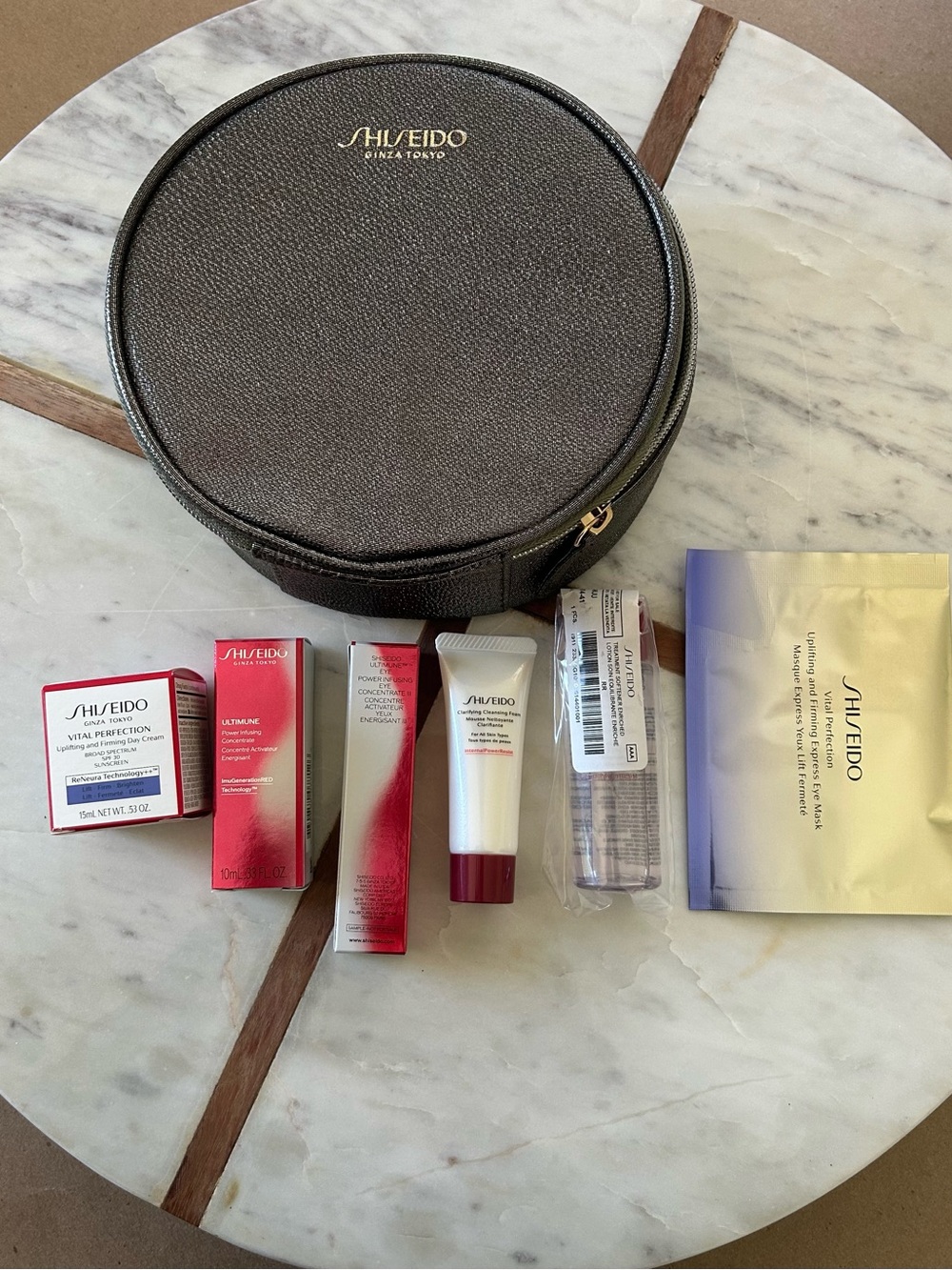 Shiseido Skincare Travel Set with Silver Pouch